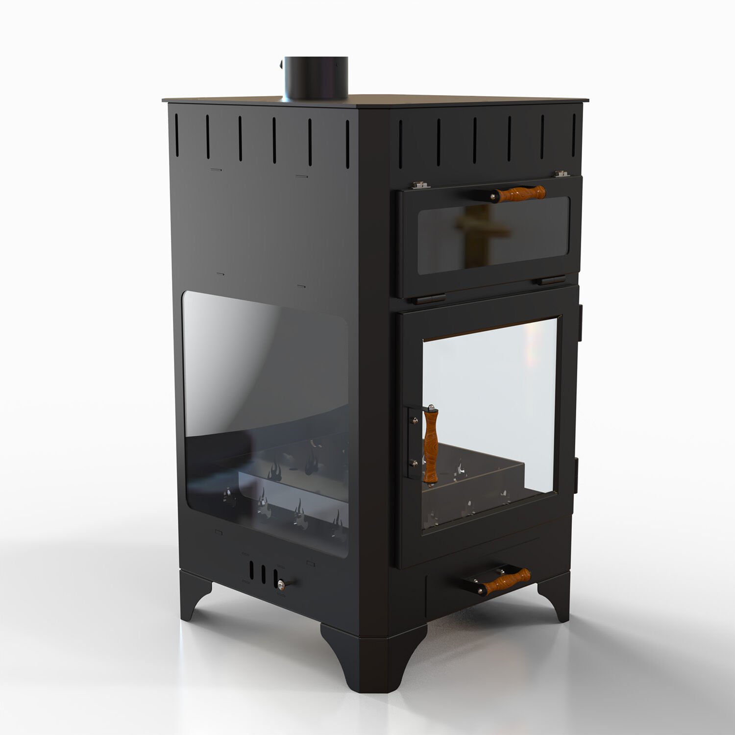 Range Three Glass Şömine Seramik Camlı