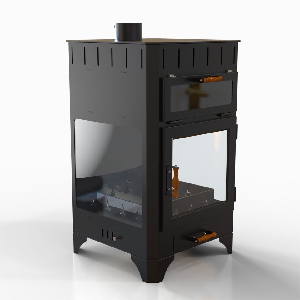 Range Three Glass Şömine Seramik Camlı