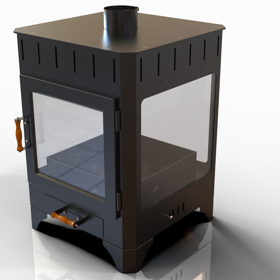 Rectangle Four Glass Şömine Seramik Camlı