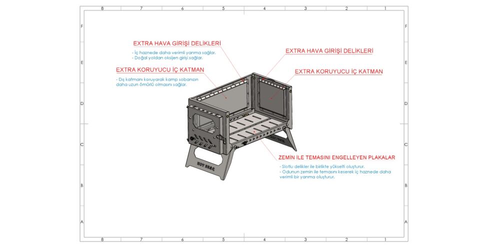 Hot Tent Inox Stove Portable Katlanabilir Kamp Sobası