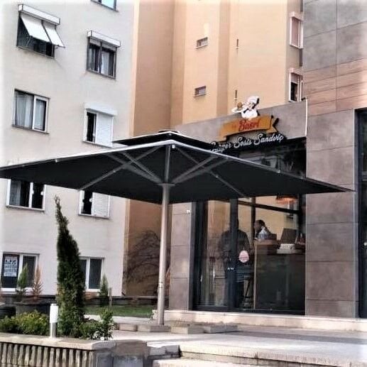 3.5x4 Dikdörtgen Teleskopik Cafe Şemsiyesi