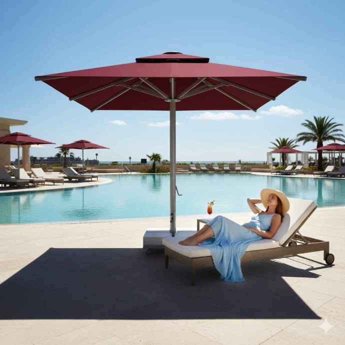 Otel ve Resort Şemsiyesi Modelleri · Uygulama alanı görünümü Otel resort ve turizm tesisi şemsiyesi modelleri